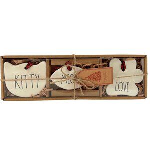 Rae Dunn Cat Theme Christmas Ornaments / 3 Piece Set